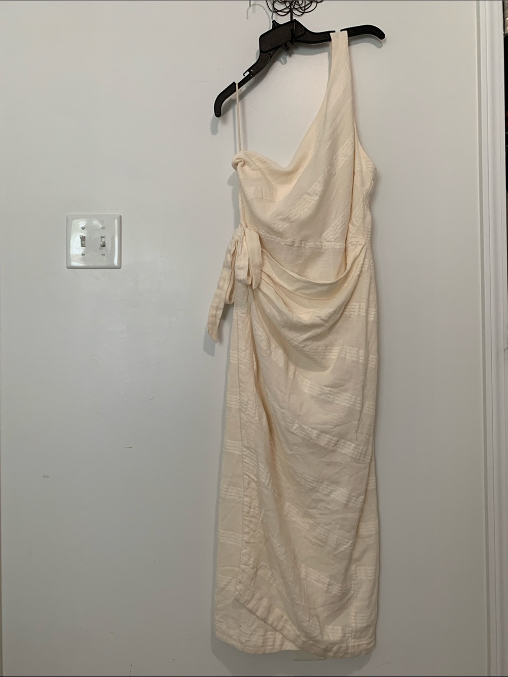 Free People At Leisure Midi Wrap Dress Ivory Linen Cotton - Picture 4 of 11